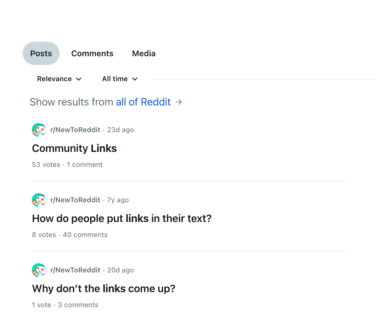 Live Reddit screenshot showing Sharing Links on Reddit Safely
