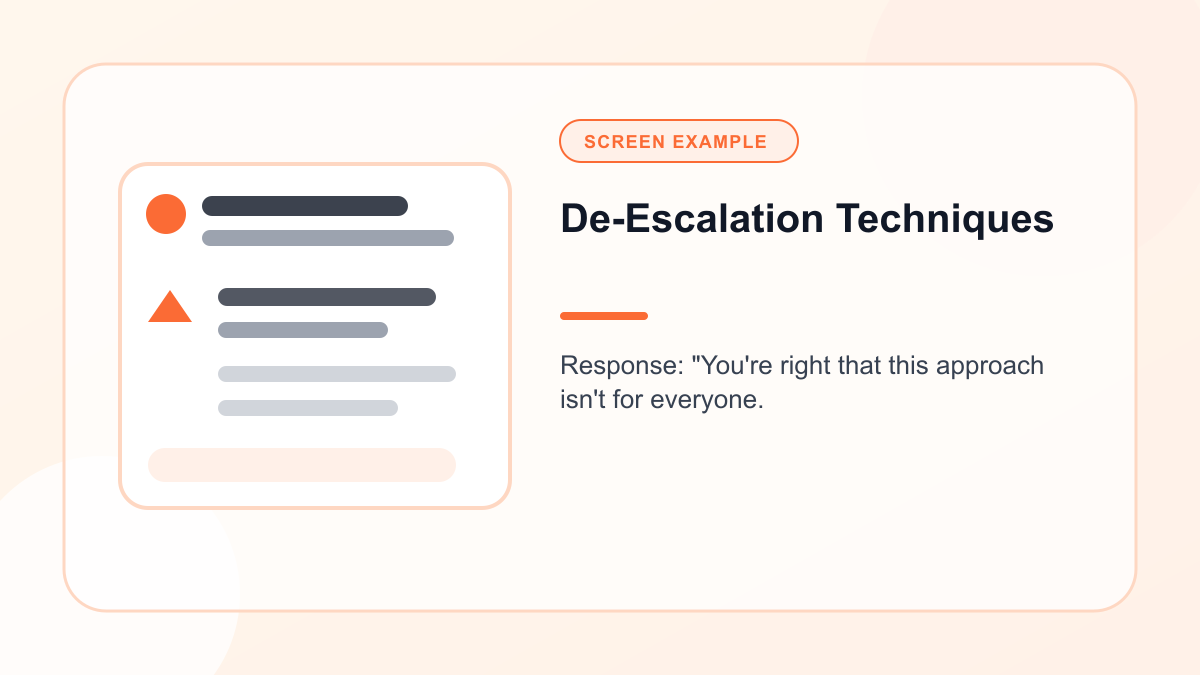 Mock Reddit screen showing de Escalation Techniques