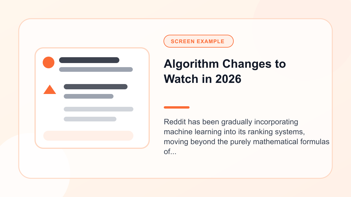 Mock Reddit screen showing algorithm Changes to Watch in 2026