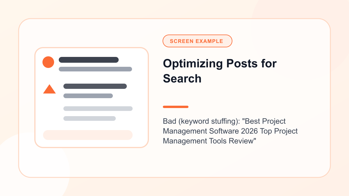 Mock Reddit screen showing optimizing Posts for Search